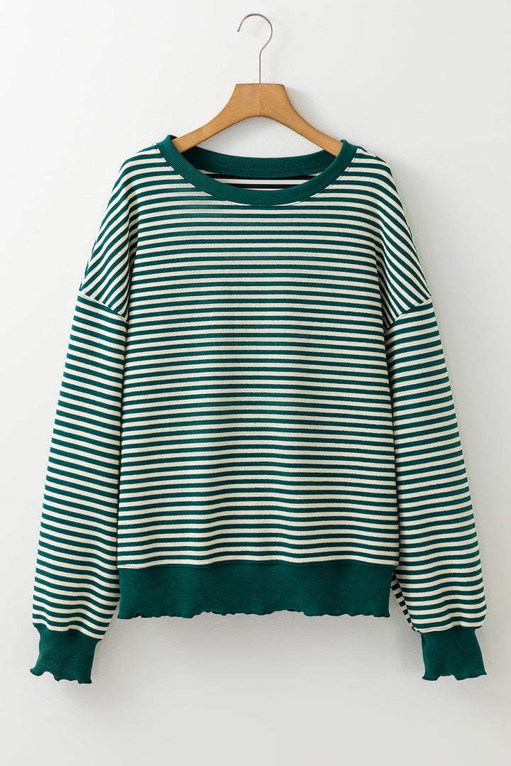 Angie Stripe Loose Drop Shoulder Long Sleeve Top-2
