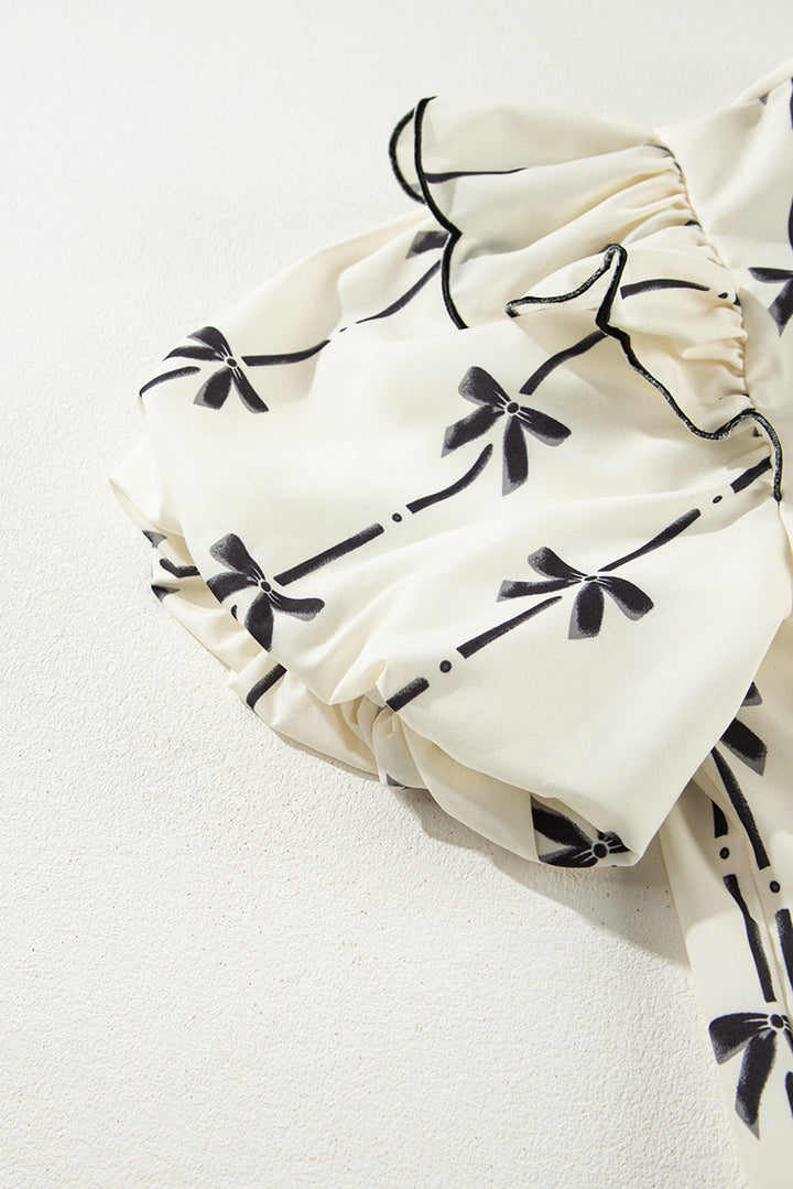 Maisie Bow Bubble Sleeve Blouse-3
