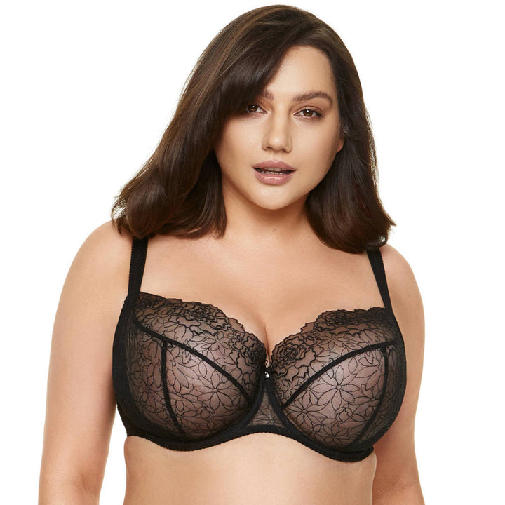 SALE - Sheer Mesh Balconette Bra Gorteks Pamela Black-4