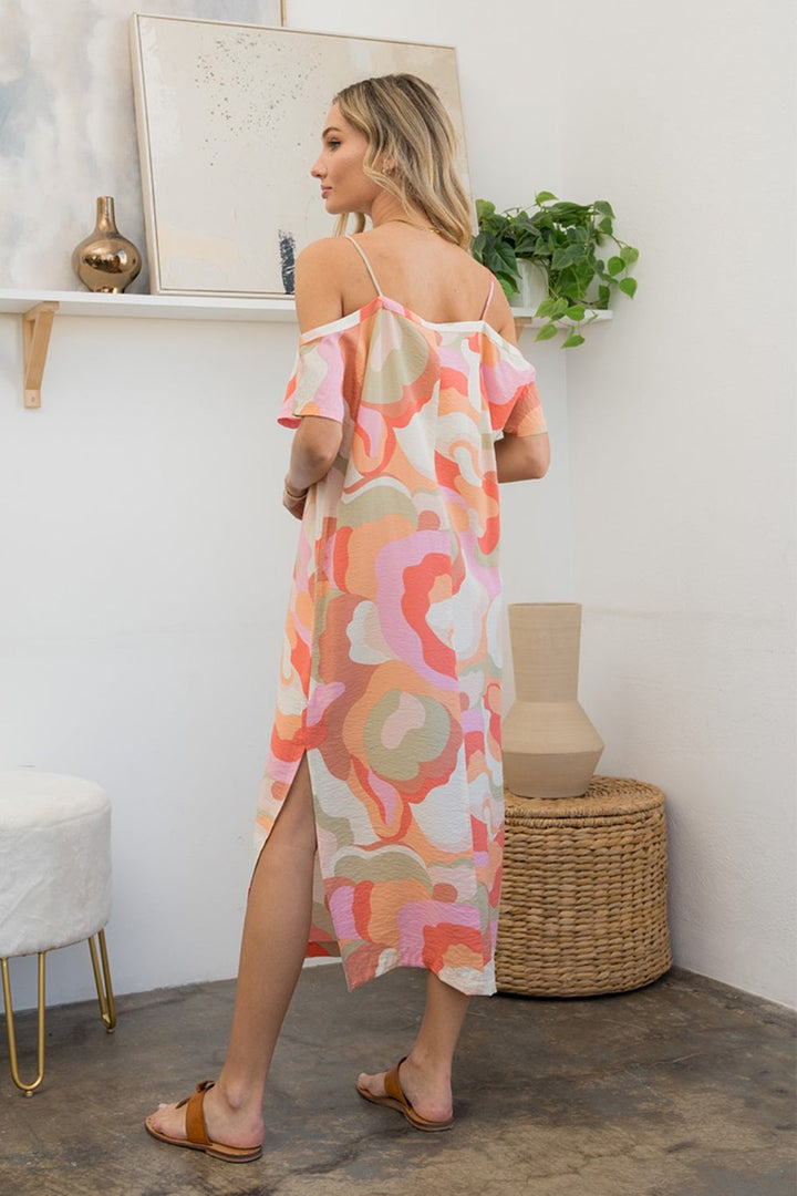 Sew In Love Full Size Printed Side Slit Midi Dress-1