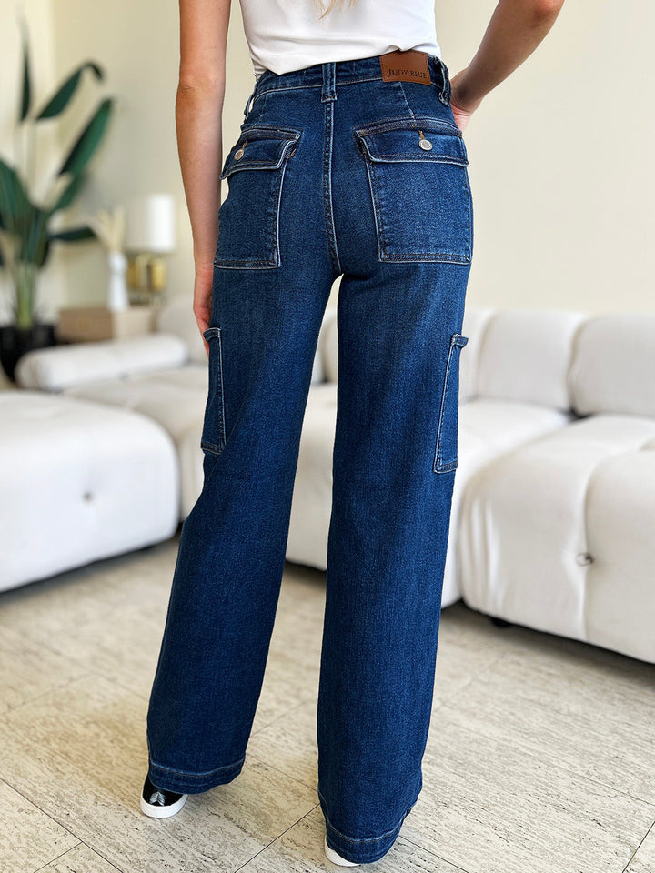 Judy Blue Full Size High Waist Straight Cargo Jeans-2