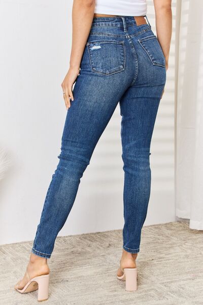 Judy Blue Full Size High Waist Distressed Slim Jeans-3