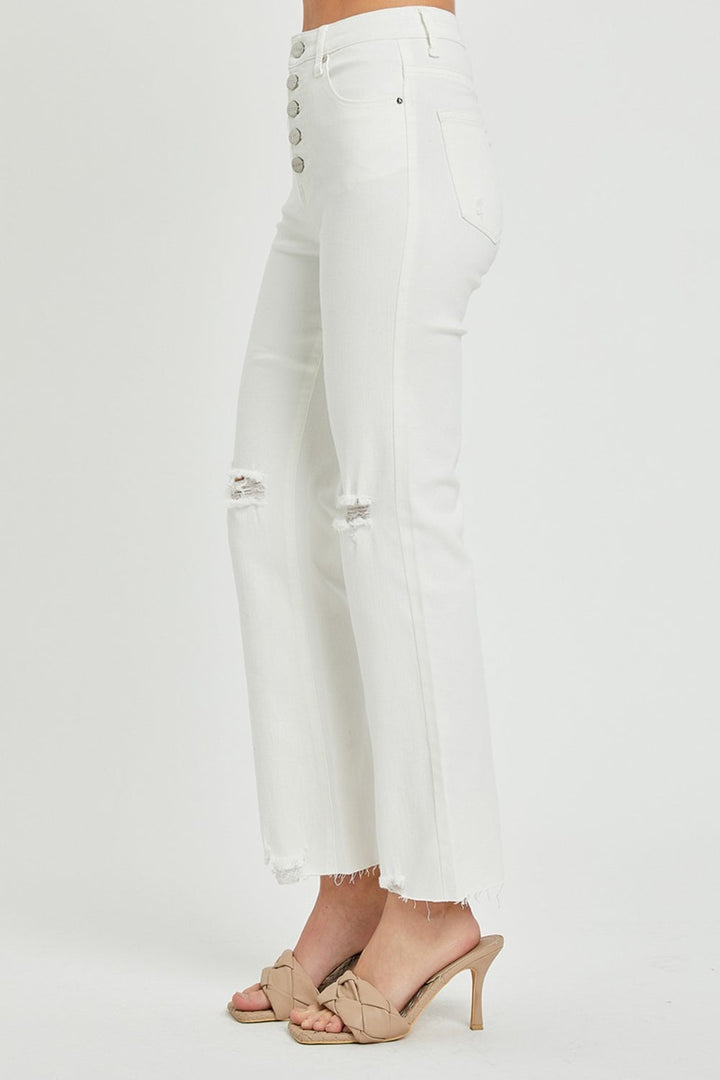 RISEN  Full Size High Rise Button Fly Straight Ankle Jeans-4