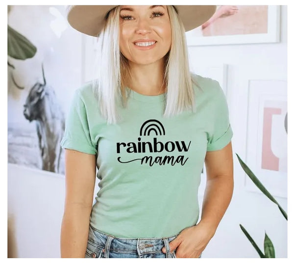 Rainbow Mama T-shirt, Cute Mom T-shirt, Mothers Day Gift Shirt, Gift For Mom, Baby Announcement T-shirt, Retro Mom Tee, Rainbow Baby Shirt