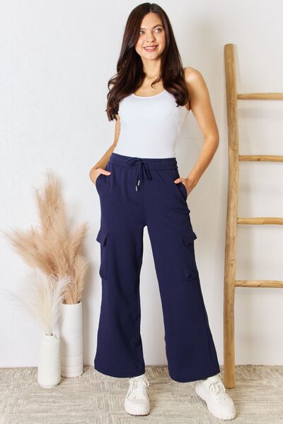 RISEN Drawstring Relaxed Cargo Wide Leg Pants-3