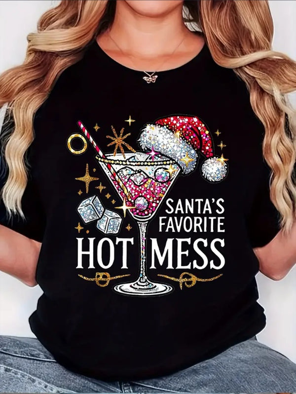Women'S Favorite Hot Christmas Vintage Shirt Printed T-Shirt, Vintage Simple Fashion Casual Comfortable Crew Neck Sport Short Sleeve T-Shirt