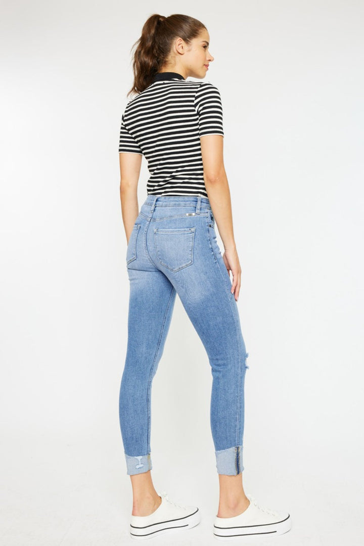 Kancan Distressed Cat's Whiskers Button Fly Jeans-1
