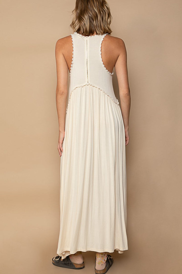 POL Sleeveless Back Zipper Front Slit Maxi Dress-1