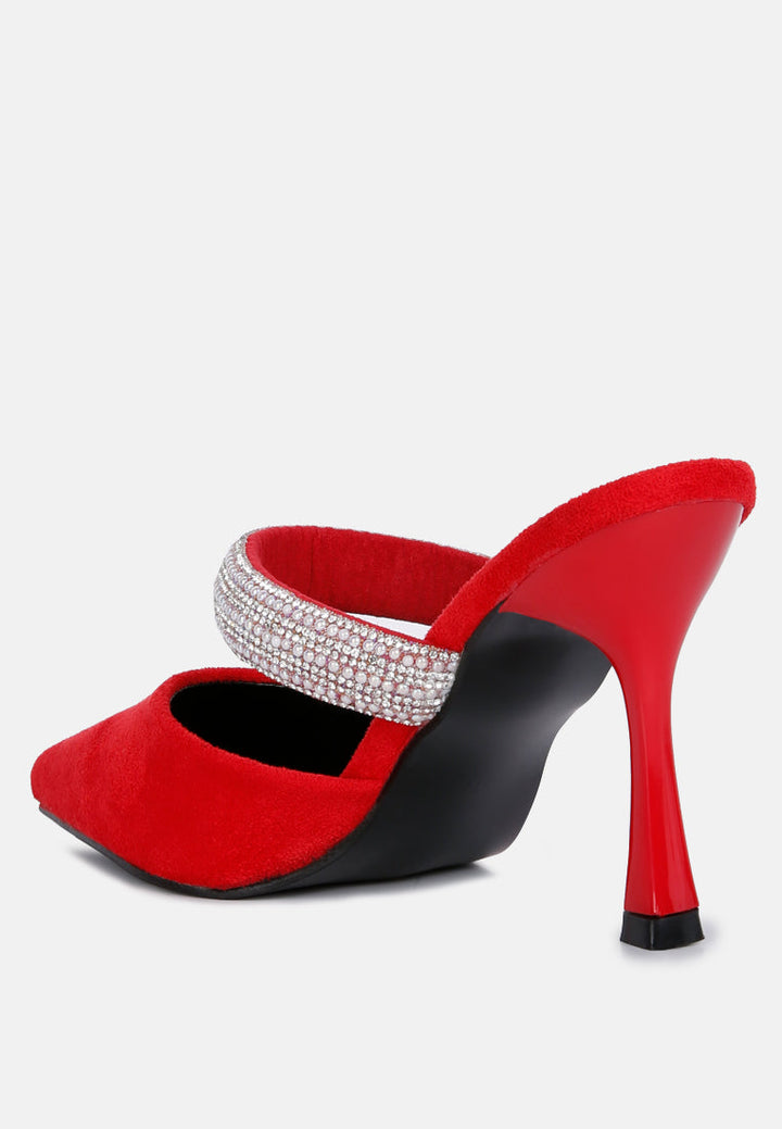 Fauci Diamante Strap Heeled Mules-2