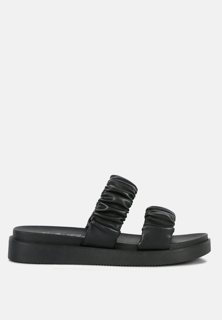 Faux Leather Ruched Strap Platform Sandals-6