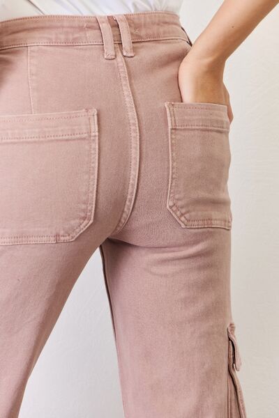 RISEN Full Size High Rise Cargo Wide Leg Jeans-3