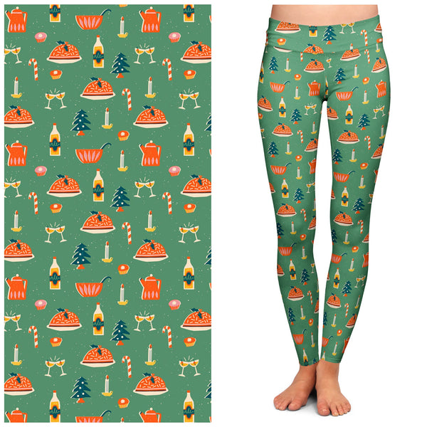 "Festive Feast" Buttery Soft Leggings by Lipstick & Chrome-0
