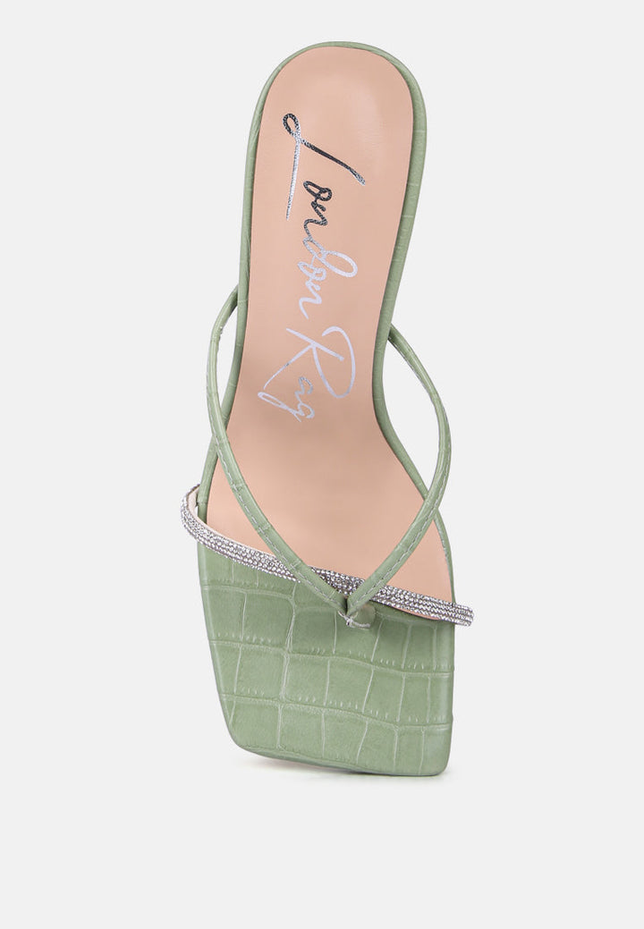 Fetish Croc Rhinestone Strap Sandals-3