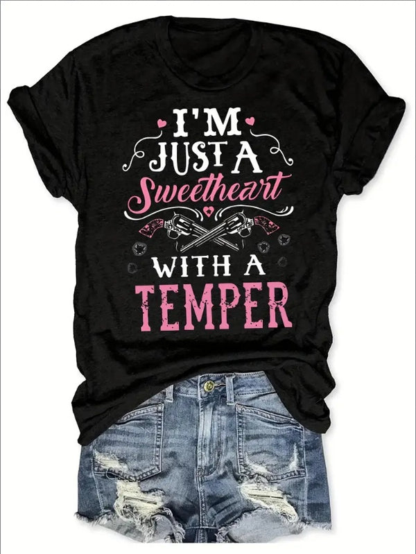 Short Sleeve Western Print T-Shirt, Round Neck Casual Top For Summer And Spring, Women's Clothing