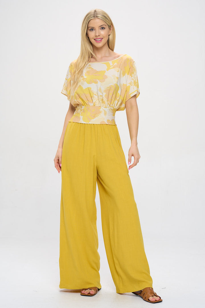 Floral Print Short Sleeve Top with Smock Hem-4