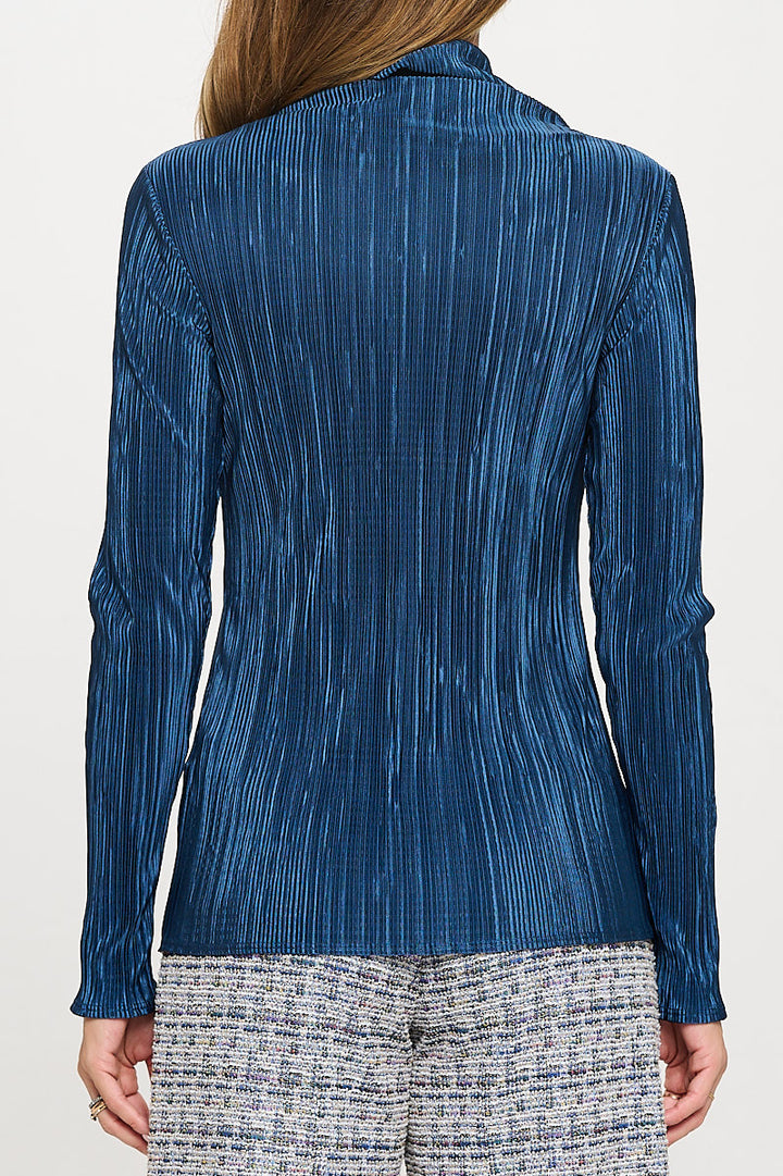 Plisse Long Sleeve Mock Neck Top-4