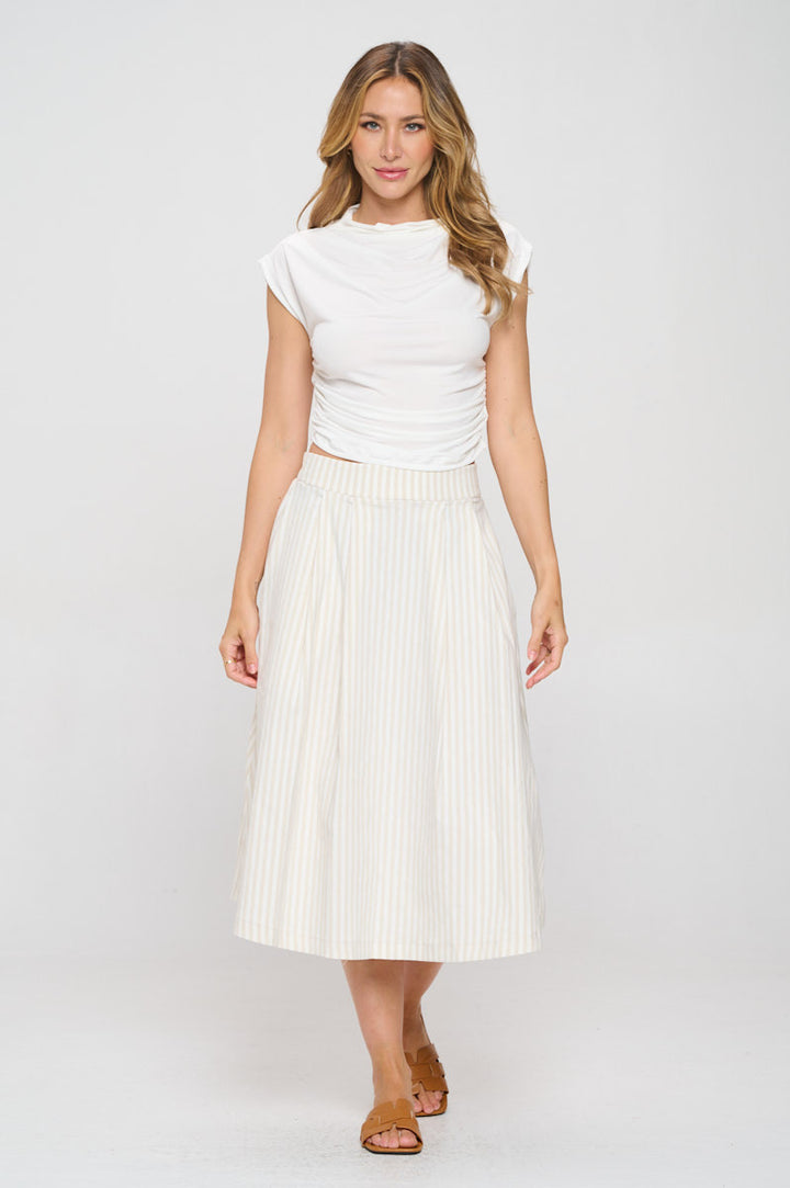 Mock neck Short Sleeve Ruched Crop Top-4