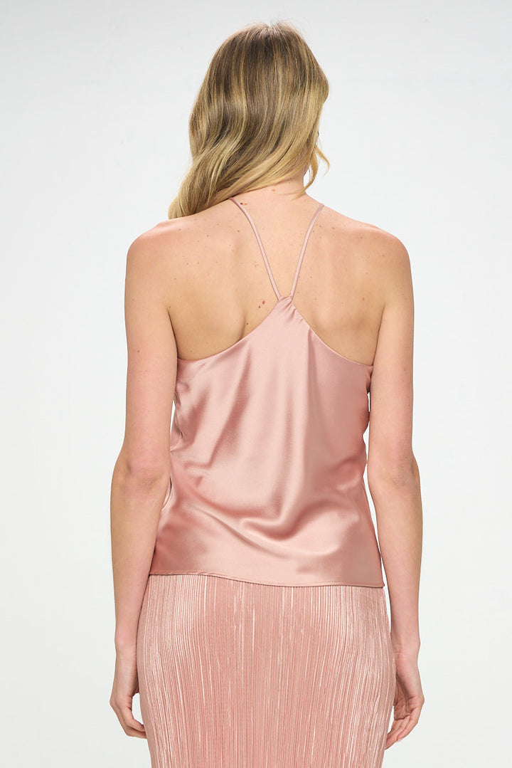Stretch Satin Solid Racerback Tank Top-4