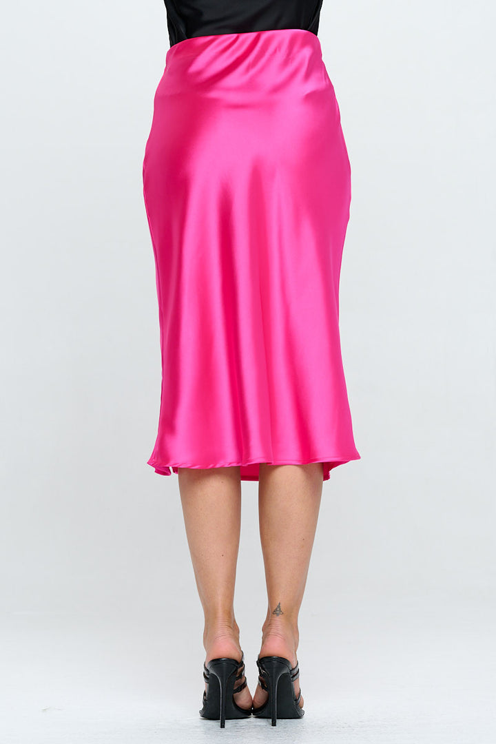 Solid Satin Midi Skirt-3