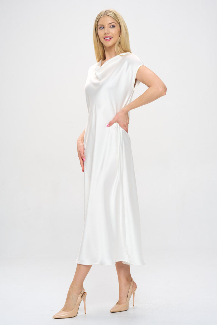 Solid Satin Cowl Neck Maxi Dress-3