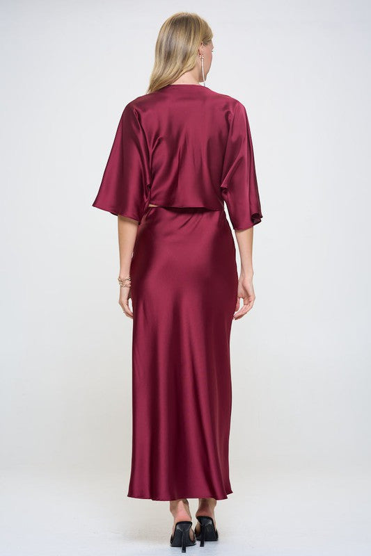 Satin Vibrant Short Sleeve Top with Front Twist-4