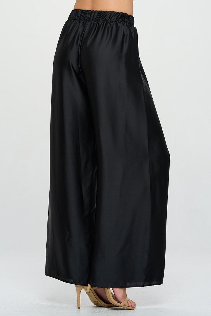 Stretch Satin Pants w/ Elastic Waist-3