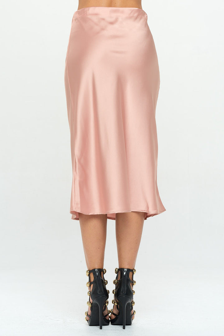 Solid Stretch Satin Midi Skirt-4
