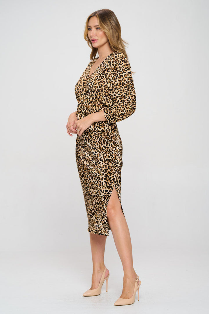 Plisse V neck Top with Balloon Dolman Sleeve-3