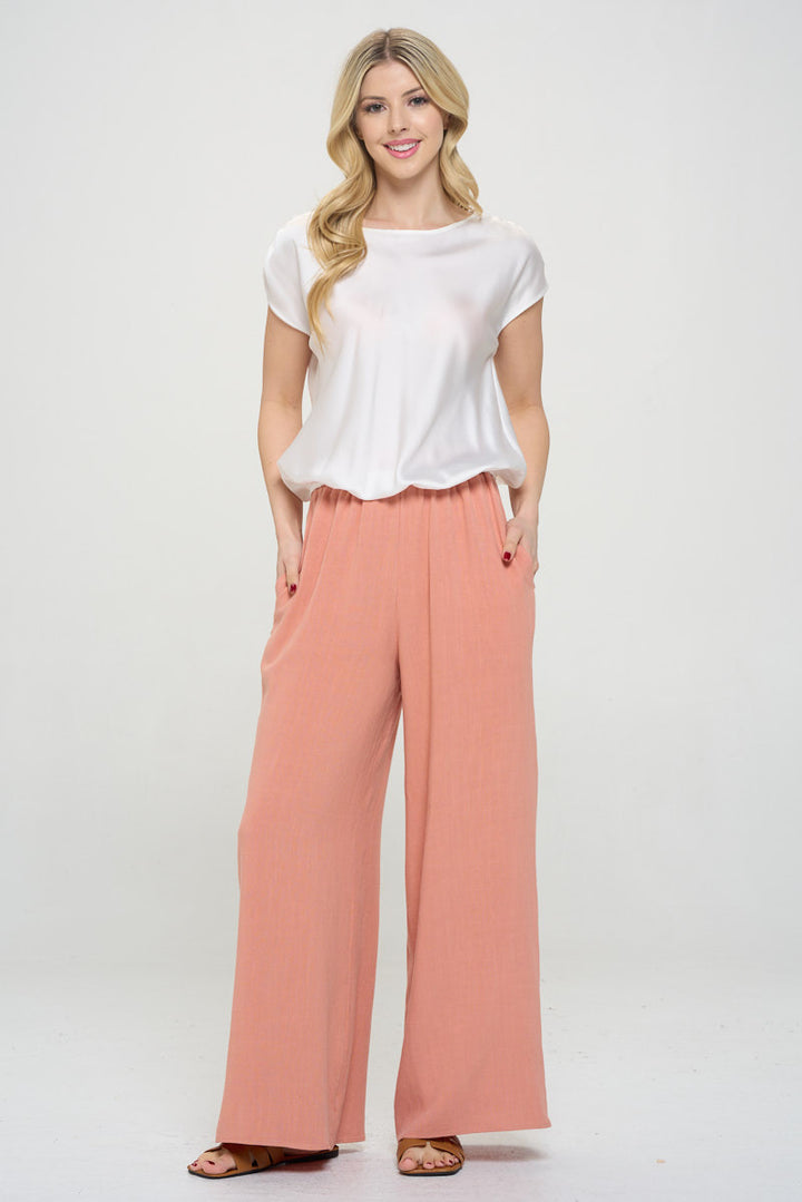 Solid Satin Round neck Short Sleeve Top-4