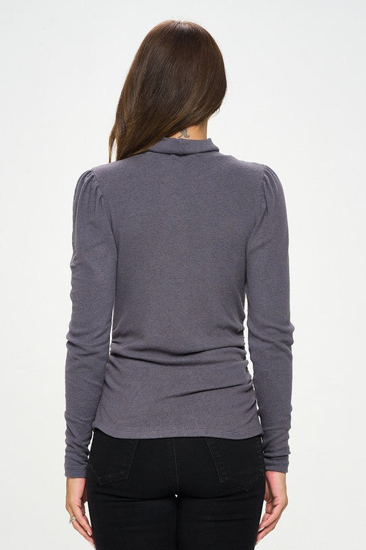 Knit Long Sleeve Turtleneck Top-3