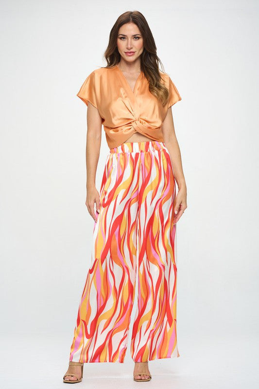 Satin Short Sleeve Top with Front Twist-3