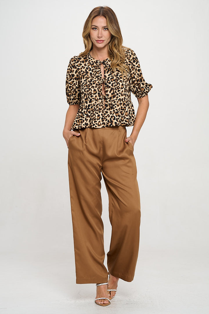 Tencel Solid Straight Leg Pants with Pockets-4