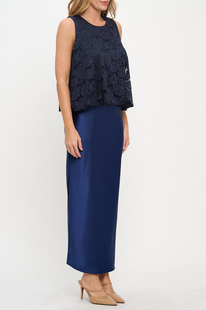 Lace Sleeveless Top with Lining and Back Keyhole-2