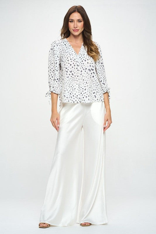Print Top with Self Tie Sleeves-4