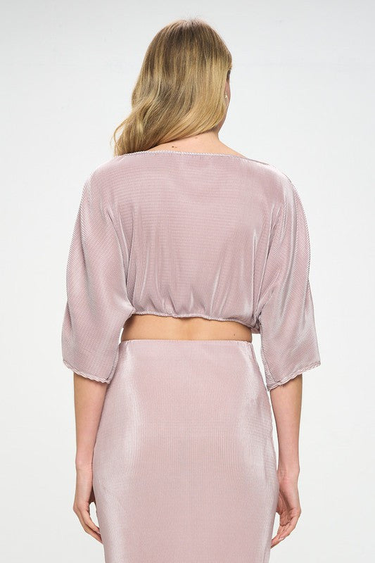 Vibrant Plisse Scoop Neck Crop Top-3