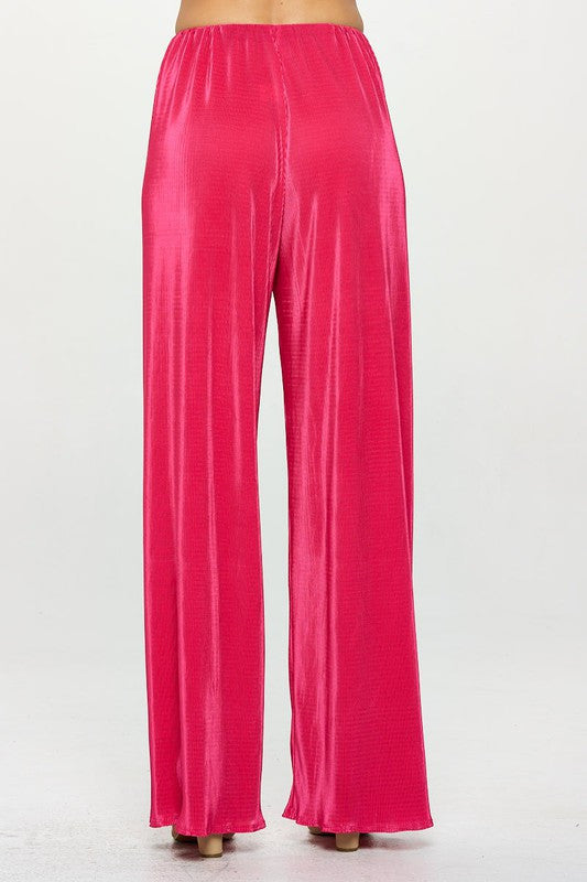 Vibrant Plisse Lined Straight Pants-1