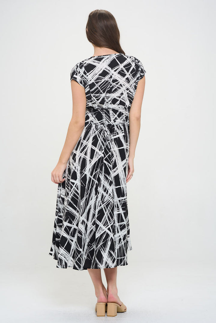 Abstract V neck Sleeveless Maxi Dress with Slit-4