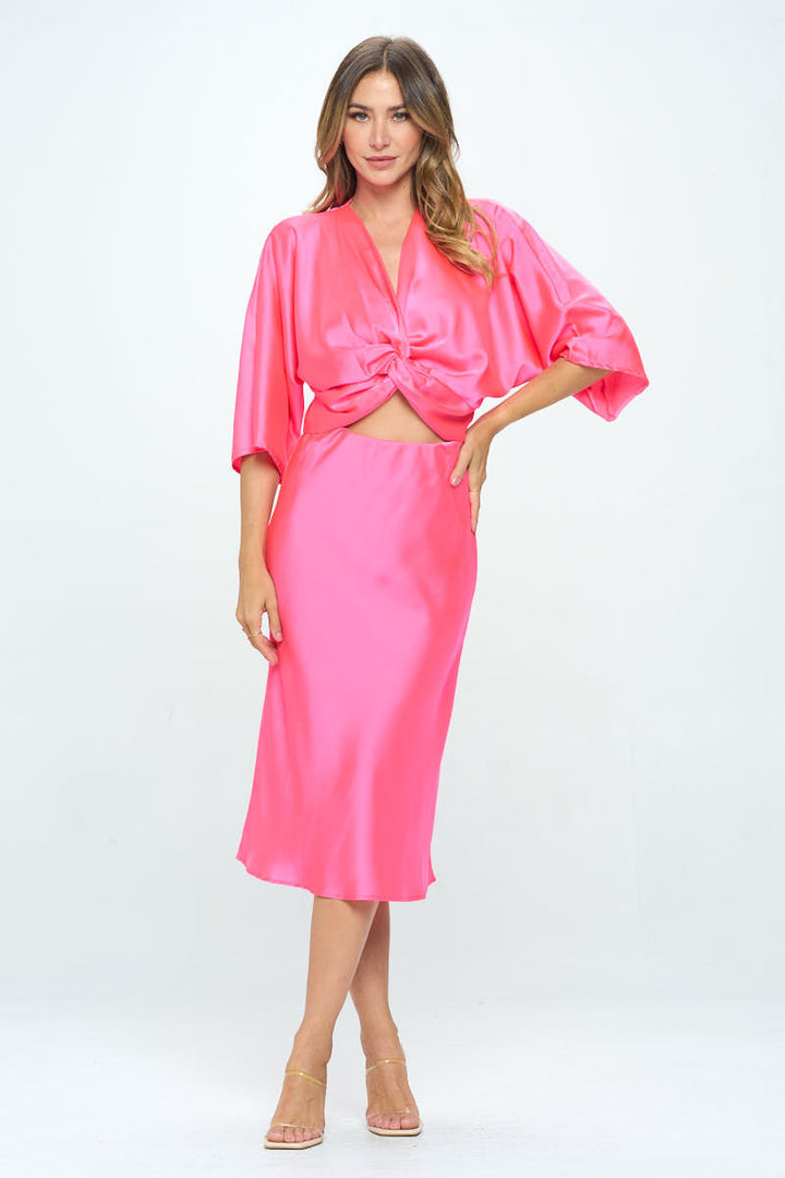 Solid Satin Midi Skirt-4