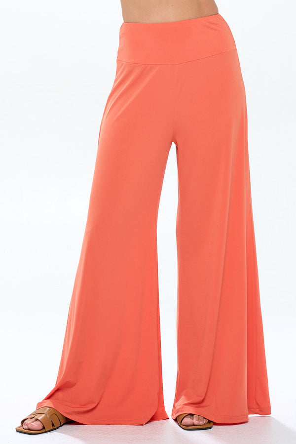 Solid Made in USA Solid Wide Leg Pants with Thick Waistband-0