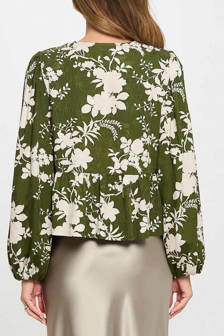 Floral Print Top with Front Tie Detail-4