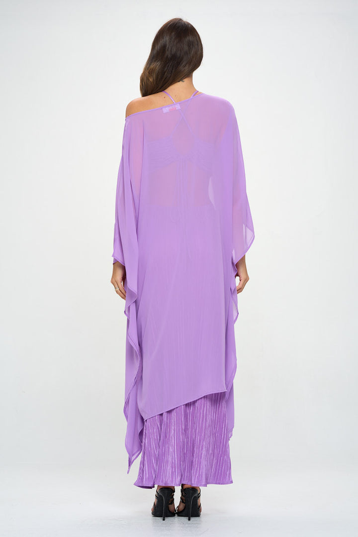Sheer Crepe Chiffon Draped Tunic Dress-4