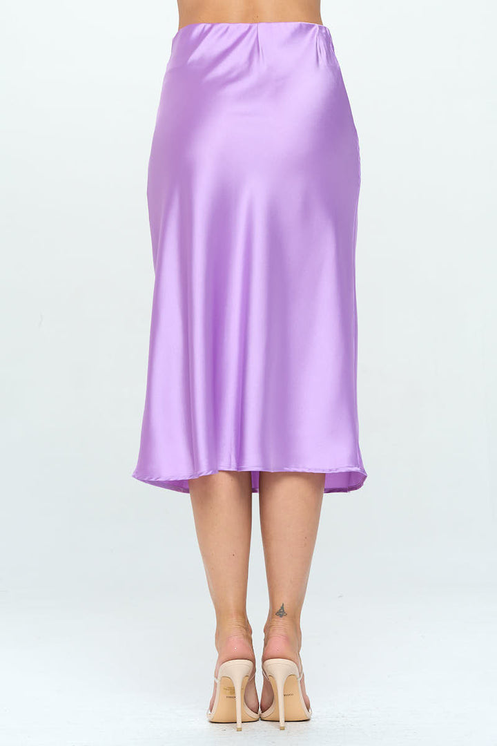 Solid Satin Midi Skirt-3