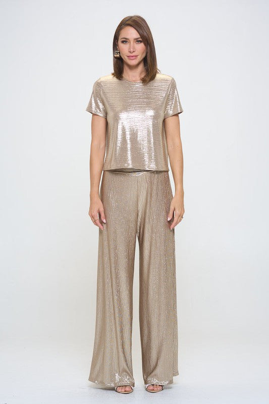 Metallic Textured Short Sleeve Top-5