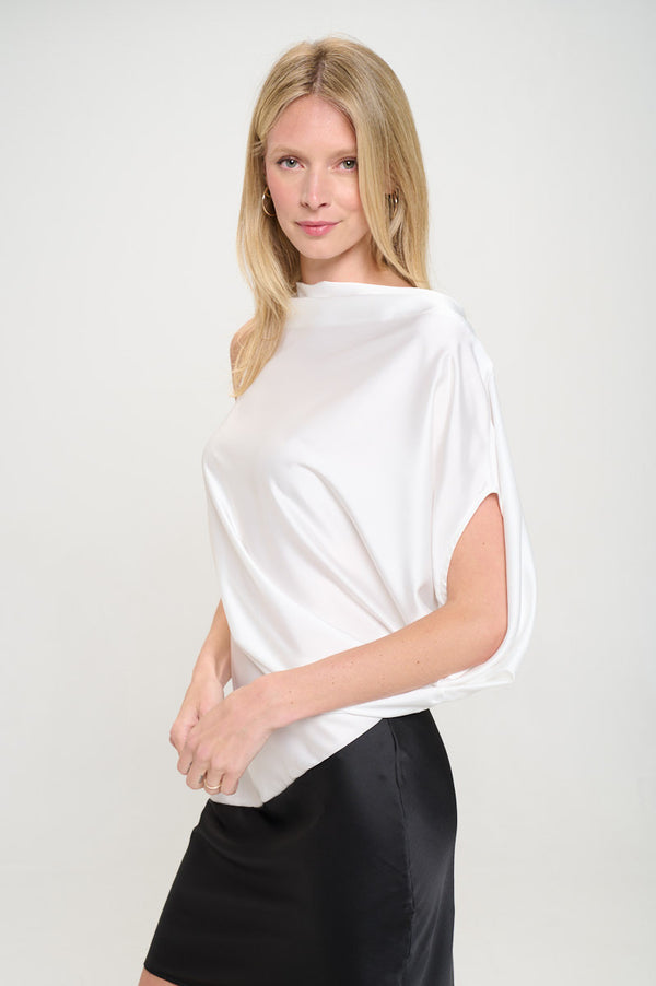 Asymmetric Color block Midi Dress with Drop Shoulder-0