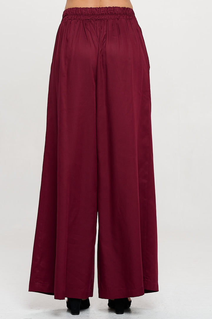 Tencel Solid Wide Leg Pants with Pockets-3