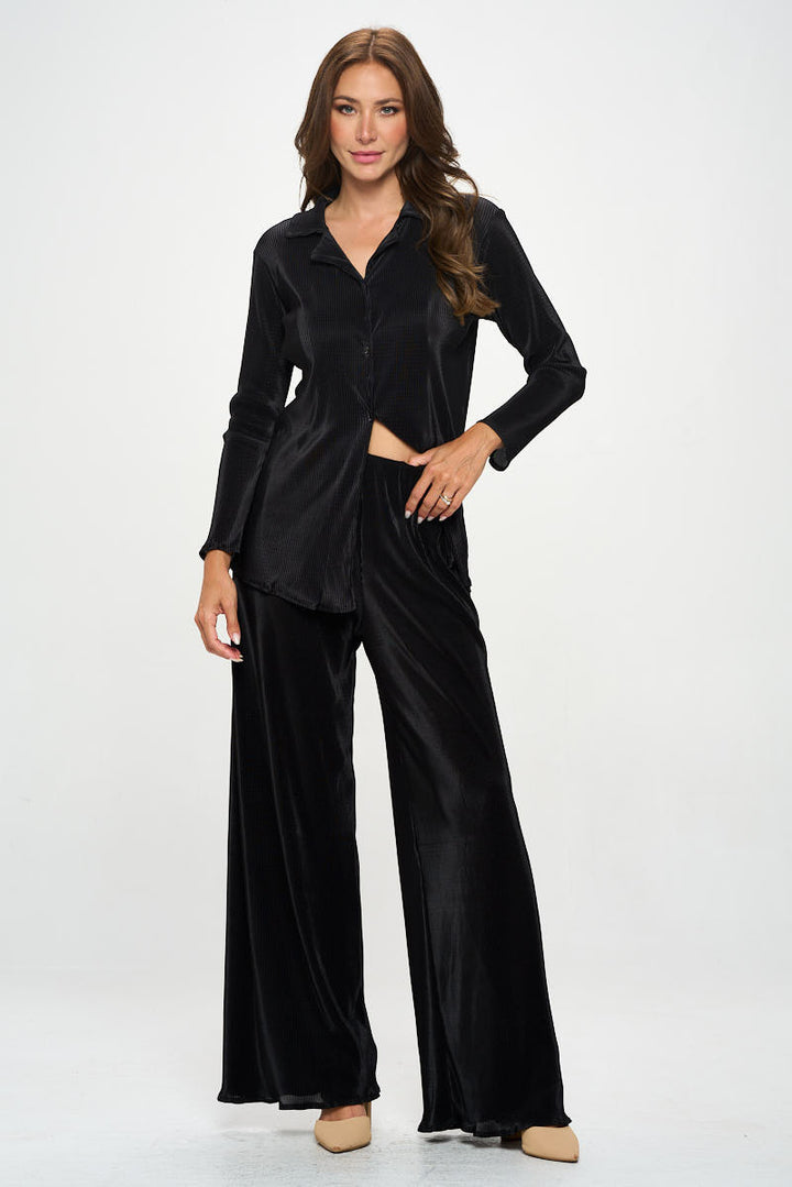 Vibrant Plisse Lined Straight Pants-4