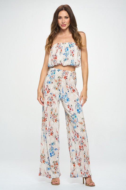 Print Plisse Straight Pants-4