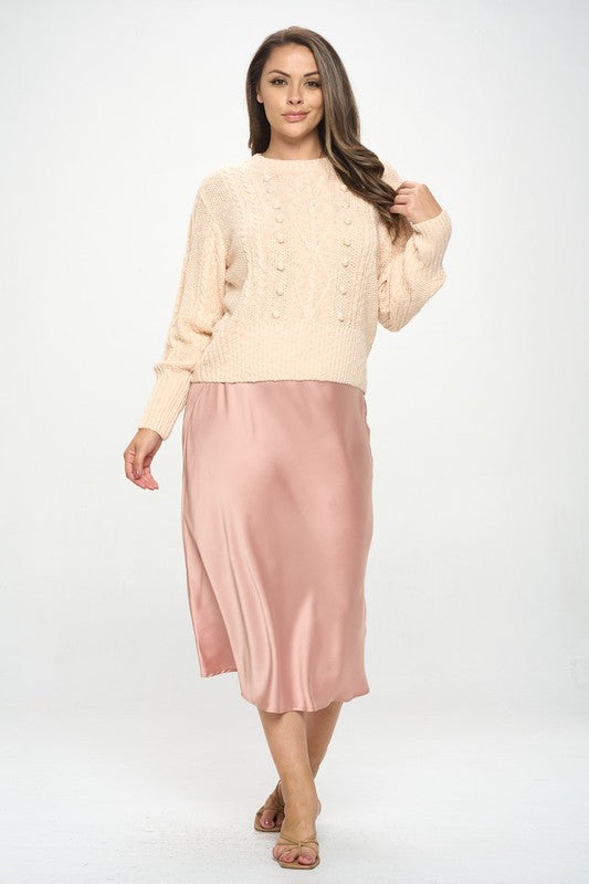 Knit Round neck Pullover Sweater with Braid Detail-4