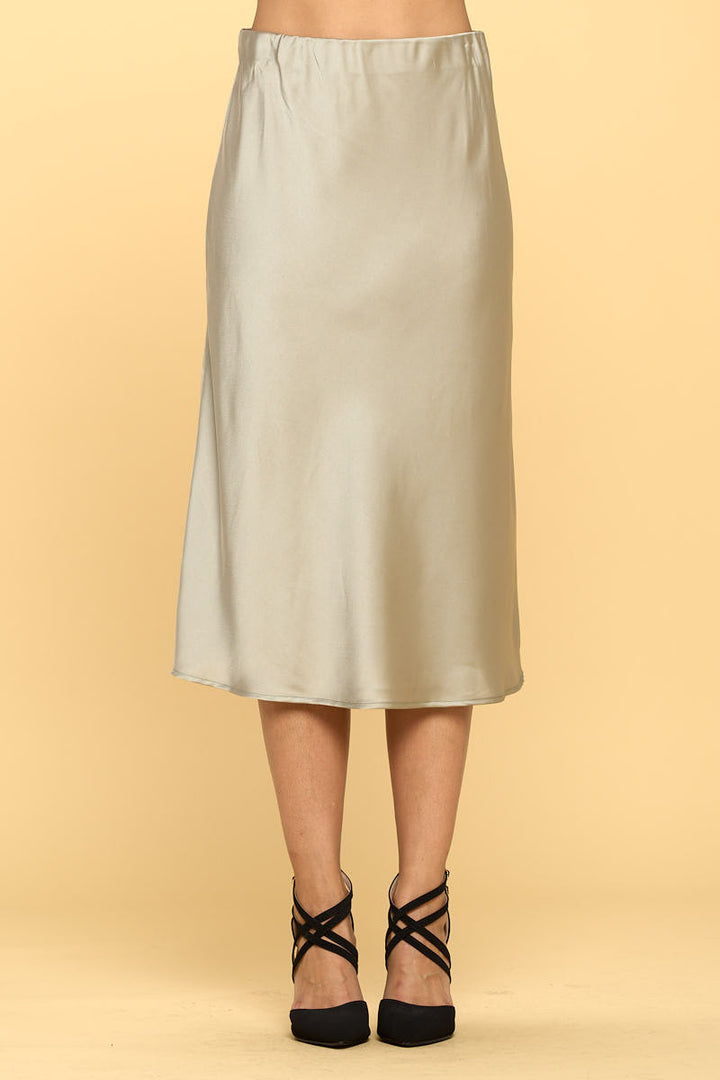 Solid Satin Midi Skirt-0