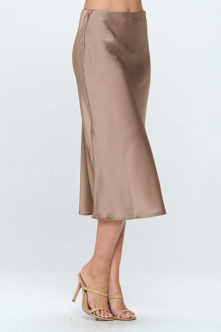 Solid Satin Midi Skirt-1